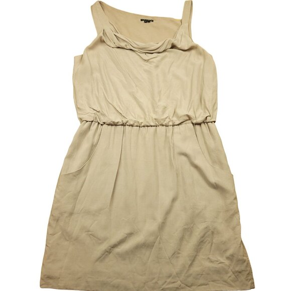Theory Jaylyn Rove Womens 8 Dress Beige Flowy Draped Sleeveless Dress Scoop Neck - Picture 1 of 13